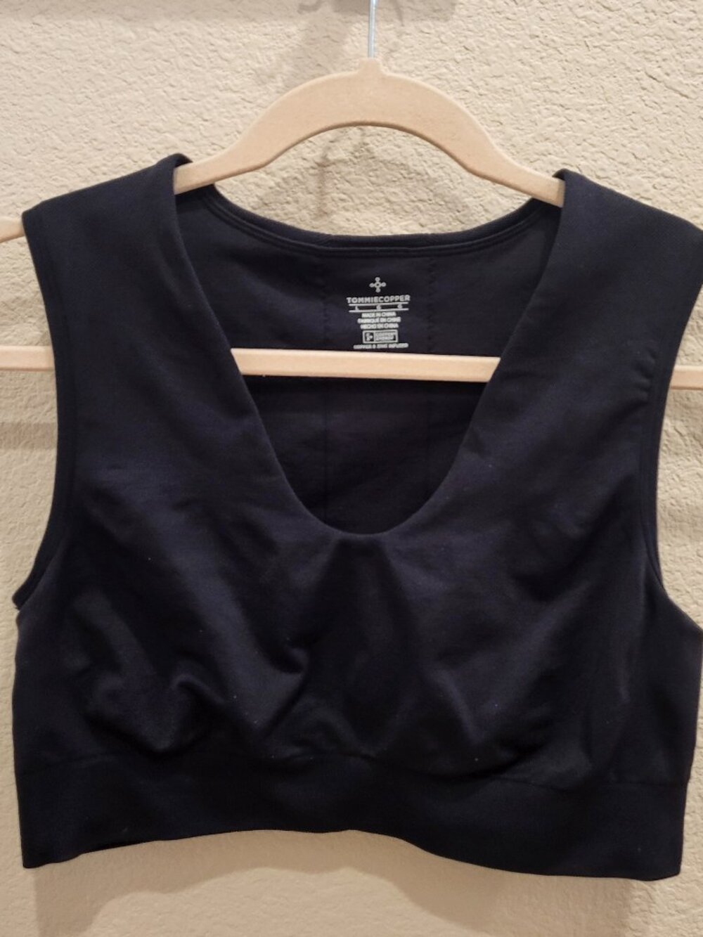 Tommy Copper Large Black Back Support Bra Seamless Back Support Anti Odor
